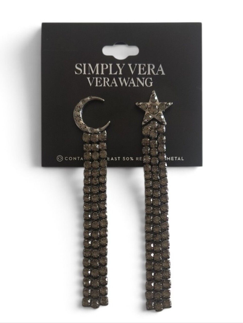 Simply Vera Vera Wang Jet Tone Crystal Star and Moon Waterfall Drop Earrings